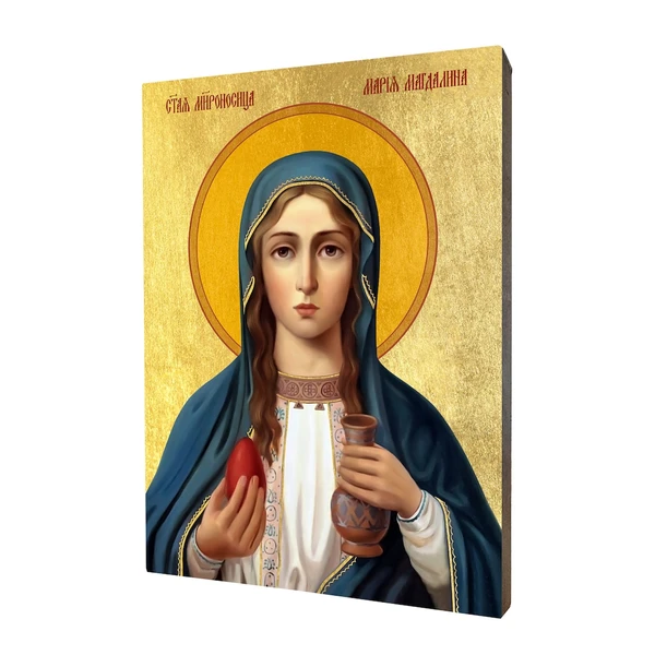 Icon of Saint Mary Magdalene - a religious gift, handmade religious wood icon, gilded, beautiful gift, 5 sizes to choose.