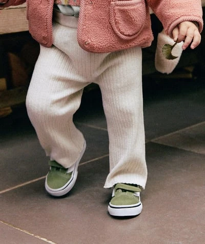 Pantalon droit bébé fille côtelé écru