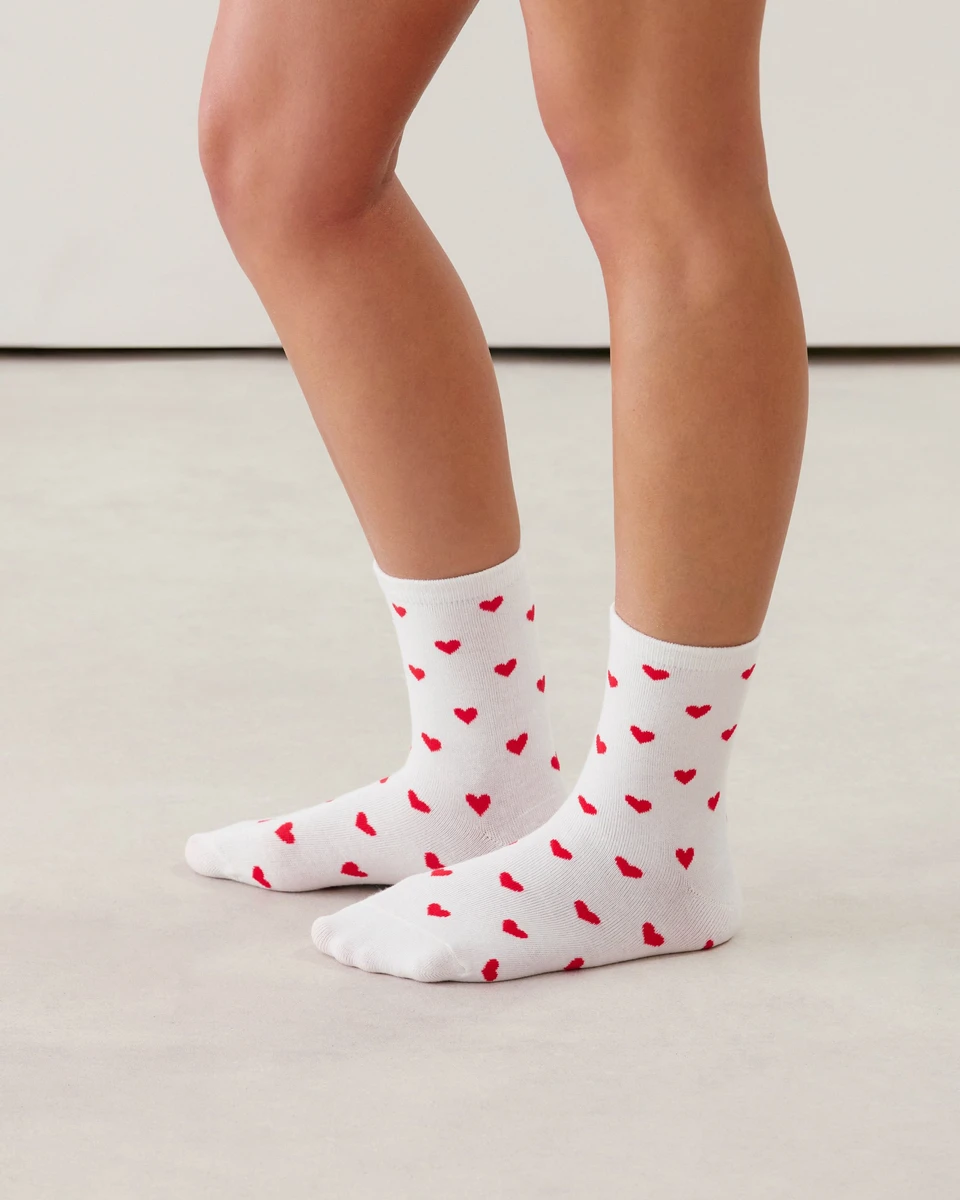 Lot de 3 paires de chaussettes coton à motifs coeurs