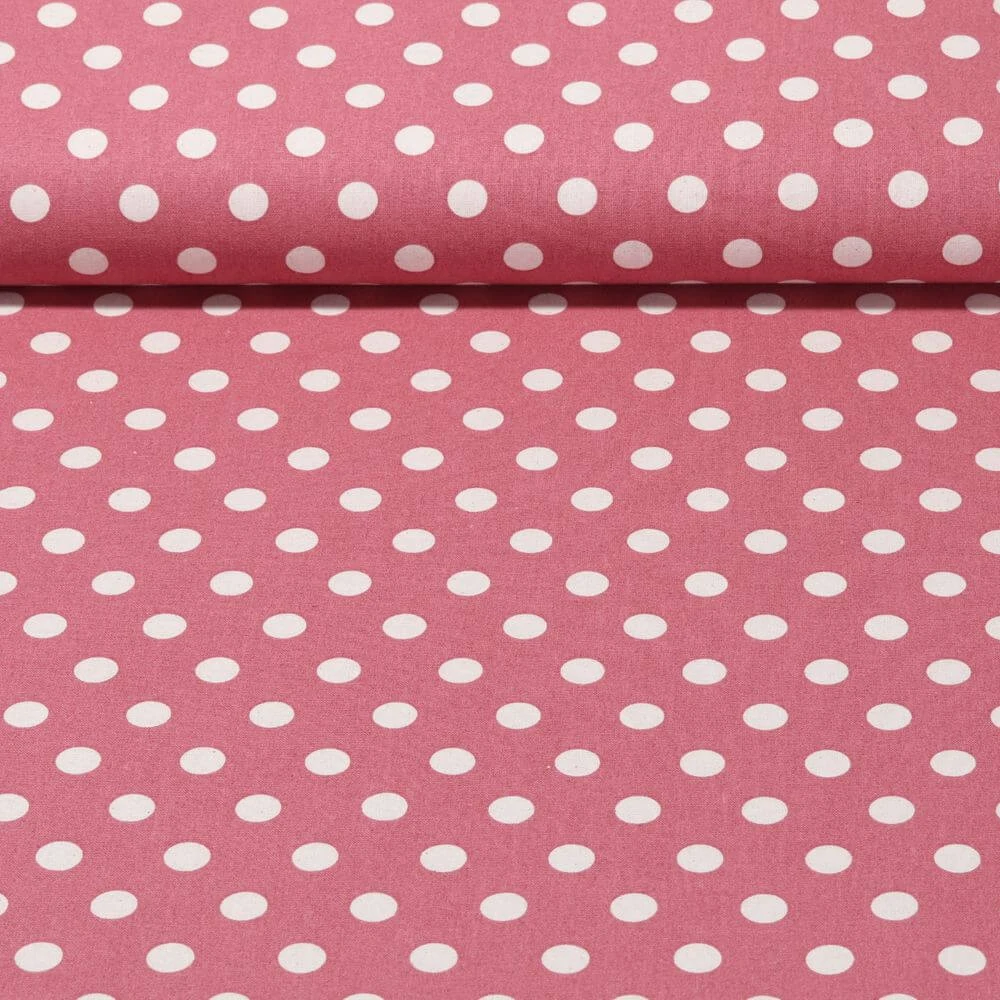 Cretonne de coton - Gros pois Baies Beige Effet délavé