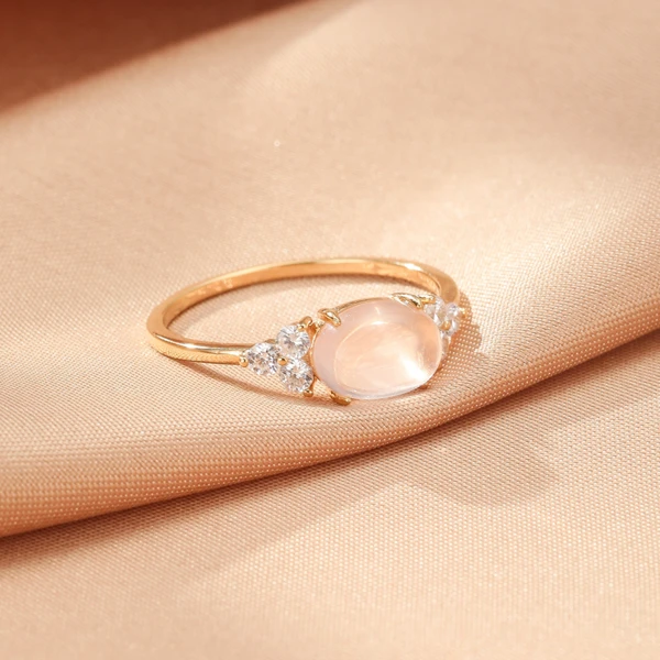 Bague Quartz Rose – Éclat d’Étoile, Argent Plaqué Or