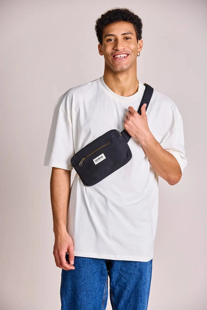 Sac Banane Rectangulaire Harry Noir Coton Bio | Hindbag