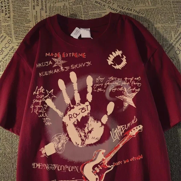 T-shirt à manches courtes et col rond pour hommes/femmes, Vintage américain, coréen Inst, nouveau haut d'été - AliExpress 200000345