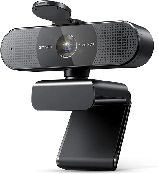 eMeet HD Webcam，C960 AF 1080P Webcam avec Cache-Objectif & Double Microphone, 360 ° Caméra en Streaming avec PDAF Correction Automatique de la lLumière, Plug & Play, Webcam Idéal pour Win10, Mac OS