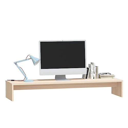vidaXL Support de Moniteur Réhausseur d'Écran Support d'Ordinateur Portable de Bureau Etagère d’Affichage 100x27x15 cm Bois de Pin Solide
