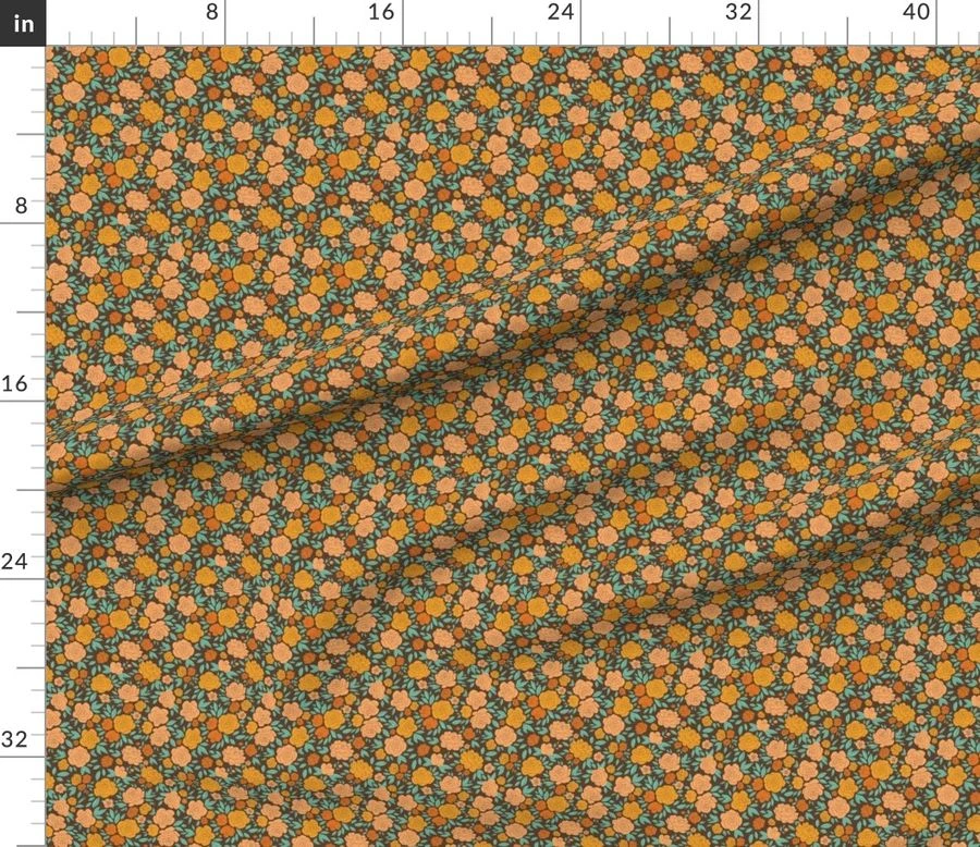 Fabric in Small Rose Garden Chocolate Brown