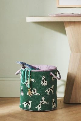Panier de rangement en coton imprimé chien