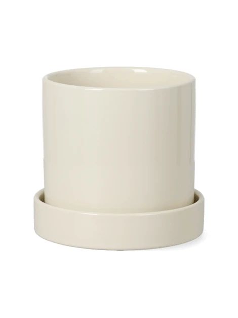Pot de fleurs avec soucoupe | Céramique. Ø16 x 14,5 cm. | Off White