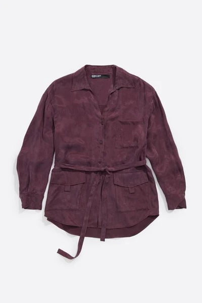Chemise fluide ceinture bordeaux