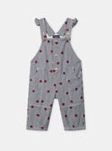 Salopette à rayures bleu marine et broderies pommes Bébé Fille