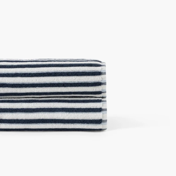Drap de bain coton double face Combo marine et bleu ciel