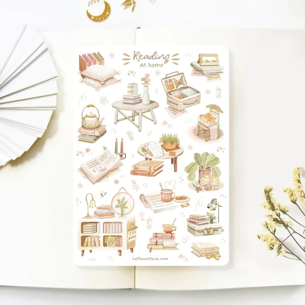 Stickers décoratifs | Reading at home (papier semi-transparent)