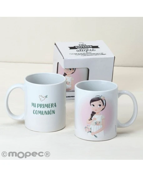 Taza de cerámica de niña de comunión personalizable con nombre