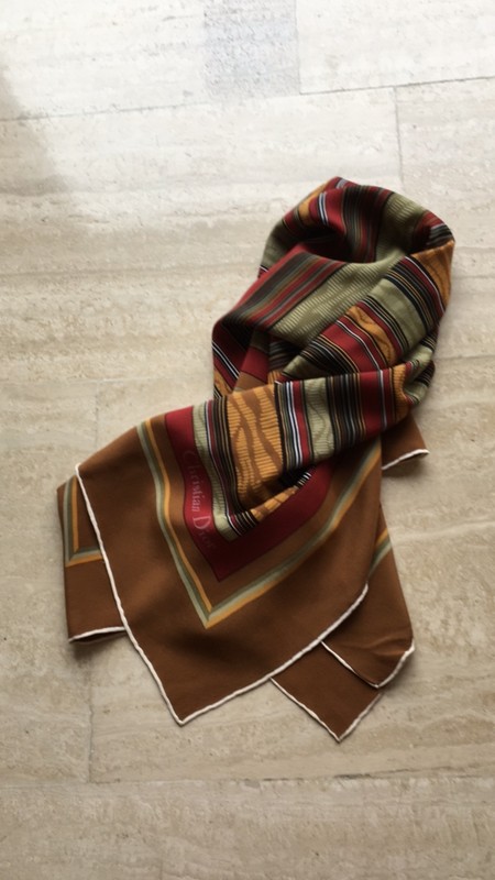 Carré En Soie Vintage Multicouleur - Écharpe Femme 65x65 Cm, Motif Géométrique