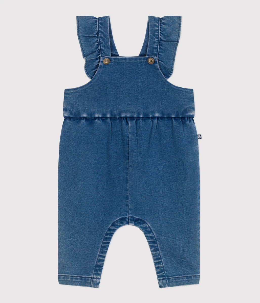 Salopette bébé en jean élasthanne jambes longues