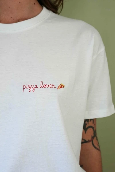 Tee Shirt Pizza Lover - Blanc