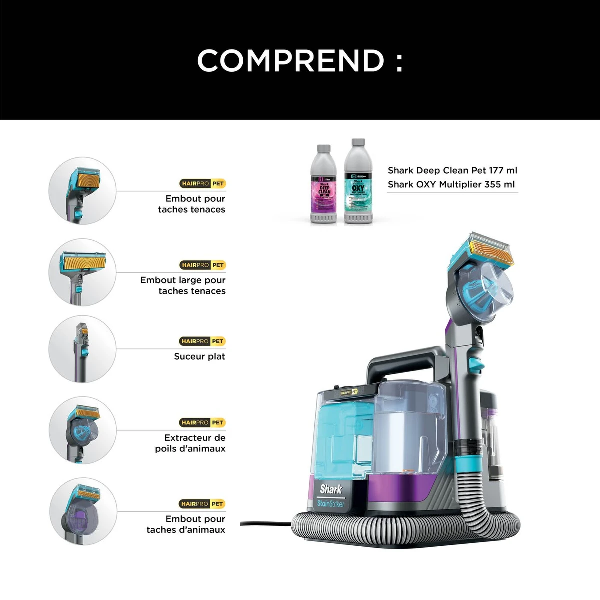 Shark StainStriker Détacheur HairPro Pet PX250EUT