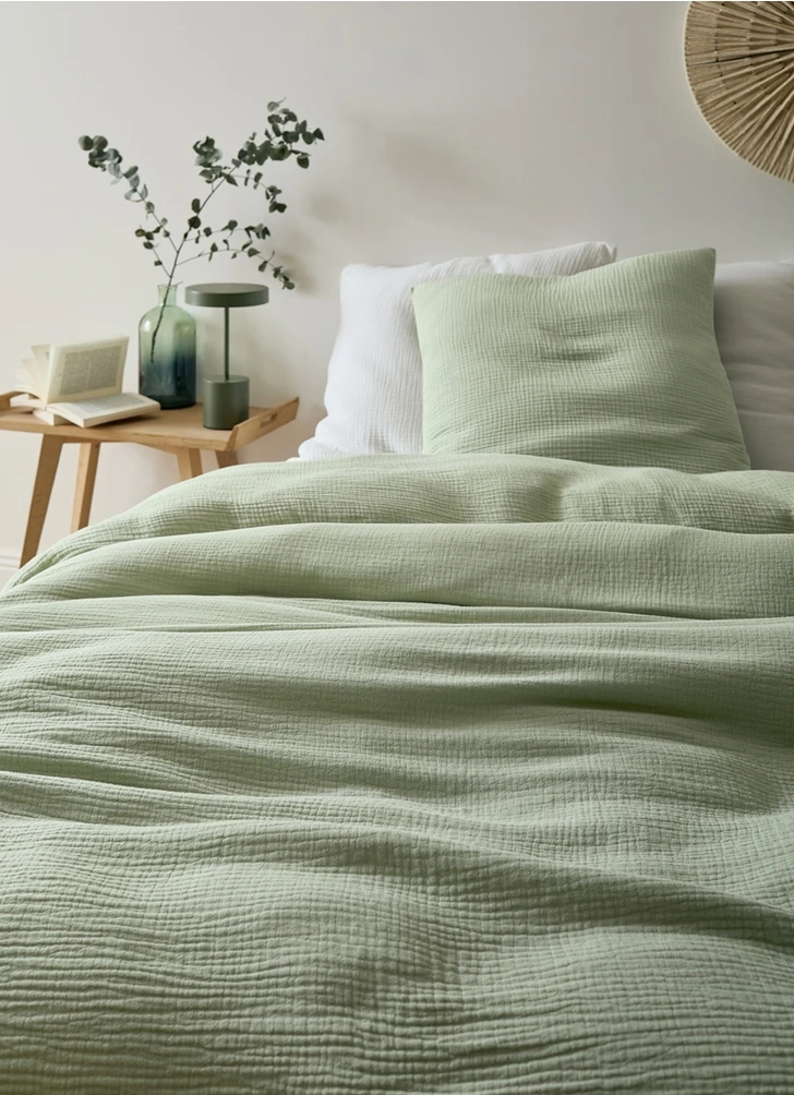 HOUSSE DE COUETTE GAZE DE COTON  VERT