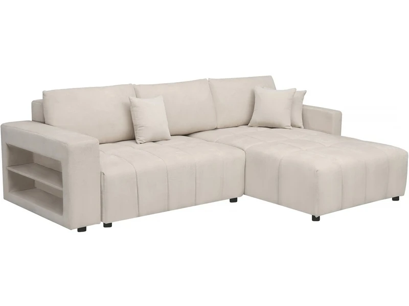 Canapé d'angle convertible tissu chenille 3 places - trocadero - crème