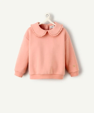 Sweat rose pastel avec col claudine pour bébé fille