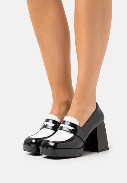 VEGAN BENNY LOAFER - Escarpins - black/white