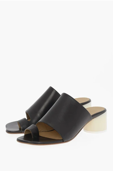 MM6 Leather Sandals with Lacquered Heel 5,5cm