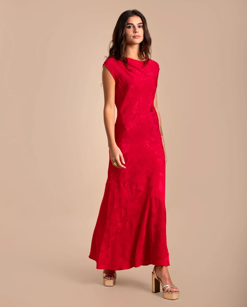 Vestido Largo Rojo sin Mangas | Invitadas THE-ARE