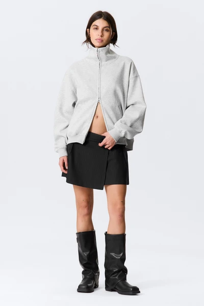 Cardigan zippé ample col cheminée