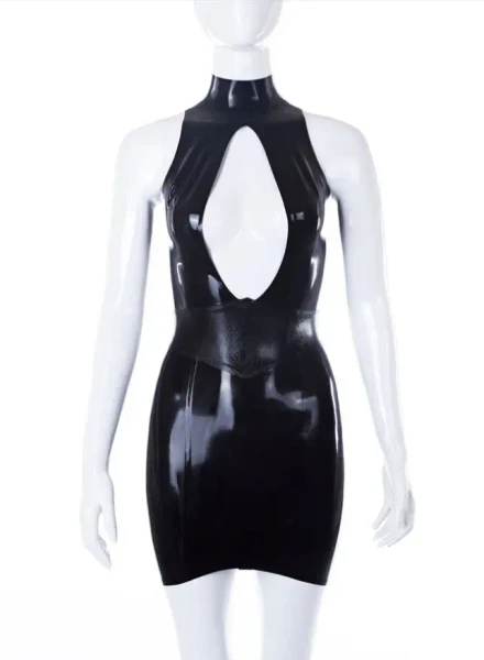 Mini-robe Laura avec ceinture en latex texturé peau de serpent