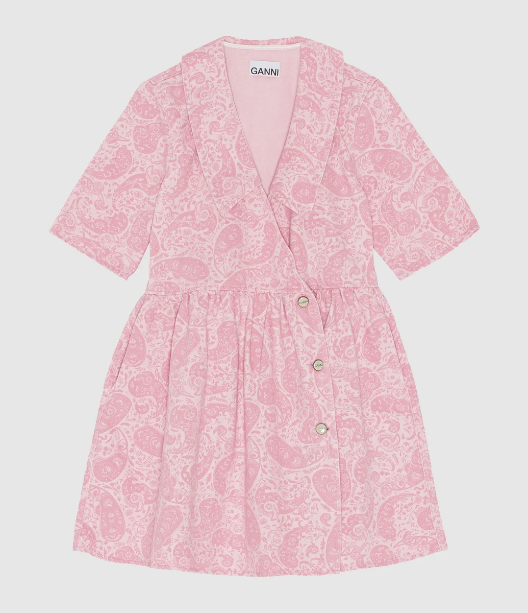 GANNI - Robe Coton Organique Paisley Shrinking Violet