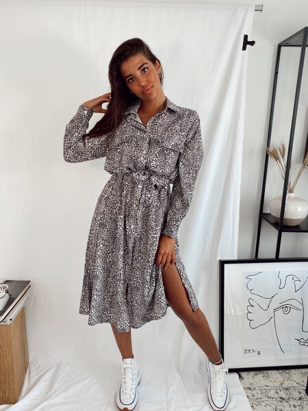 Robe longue léopard POESIE Couleur Noir Taille T.U