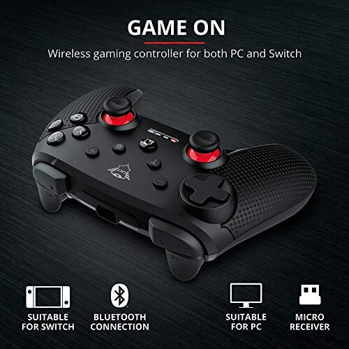 Trust Gaming Manette Sans Fil pour Switch et PC GXT 1230 Muta avec Connection Bluetooth, Batterie Rechargeable, 10h d'Autonomie - Noir
