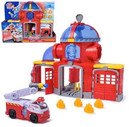 Paw Patrol - Pat Patrouille - Caserne De Pompiers Fire Rescue - Voiture Figurine Marcus À Collectionner - Effets Sonores Et Lumineux - Pat Patrouille Jouet - Voiture Enfant - Jouet Enfant 3 Ans Et +