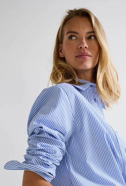 Chemise manches longues rayée en coton bio