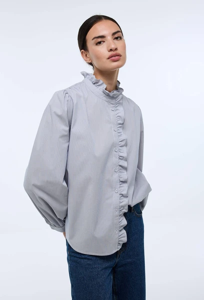 Blouse manches longues rayée en coton BIO GOTS