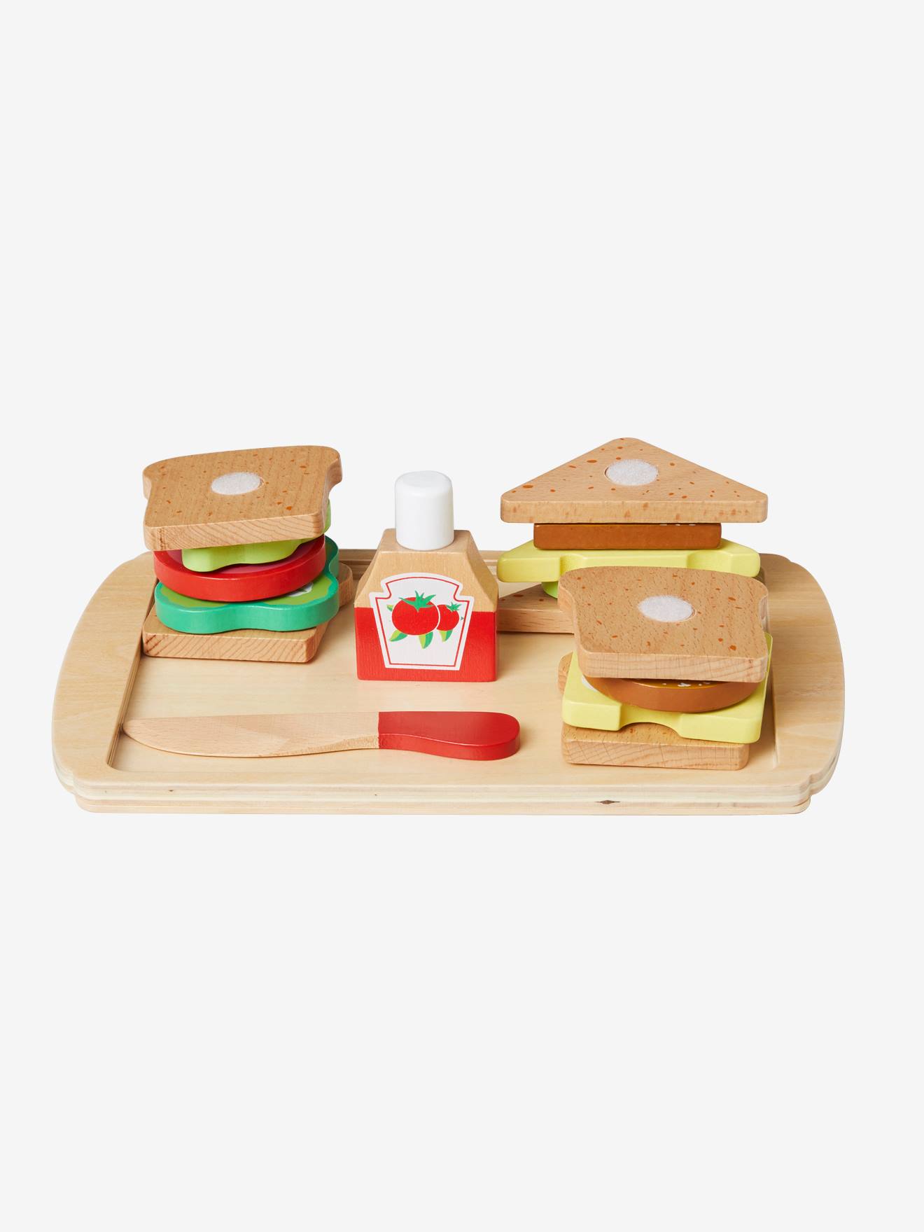 Set Glacier En Bois Multicolore Vertbaudet - 3 Macarons, 2 Coupes, 2 Bâtonnets - Jeu Créatif Dès 3 Ans