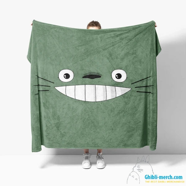 My Friend Totoro Blanket Army Green So Cute Fleece | Ghibli Merch Store