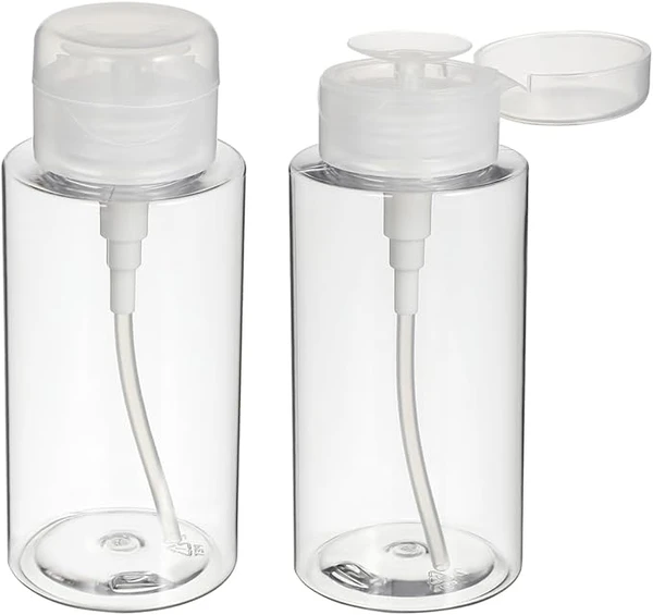 Healeved Flacon Pompe Doseur 300Ml Transparent pour Distributeur d'alcool Et Démaquillant Rechargeable avec Bouchon pour Soins Quotidiens Et Voyage