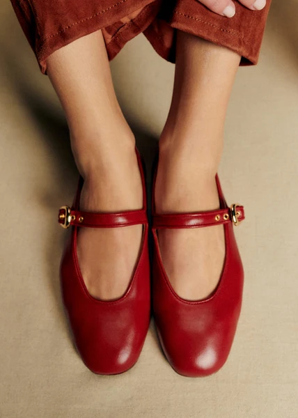 Ballerines Low Valentin - Rouge Lisse