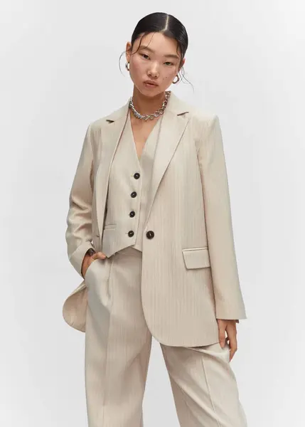 Veste de costume fines rayures - Femme | Mango France