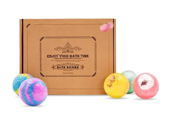 Sunydog Bombes de bain Set 6 grandes boules de bain 60g avec huiles essentielles pures huile de coco sel de mer cadeau pour ann A156