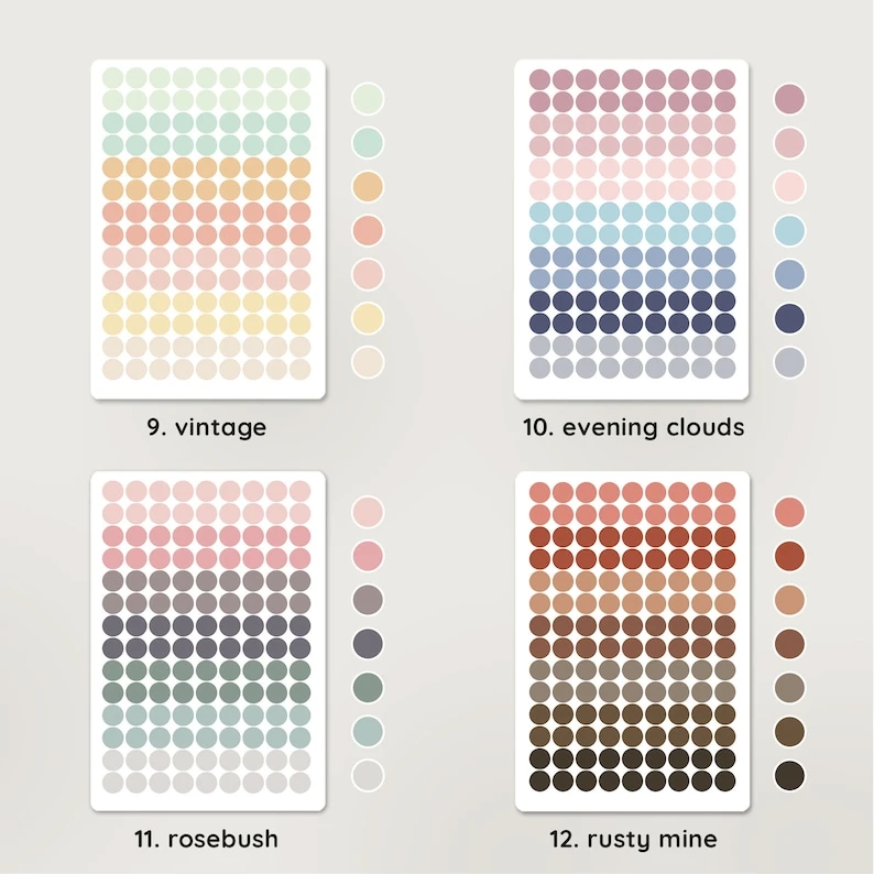 Stickers pois multicolores | sans monture | 23 palettes de couleurs | transparent et papier | 3 tailles : pour Bullet Journal, Filofax, Agenda, DIY,