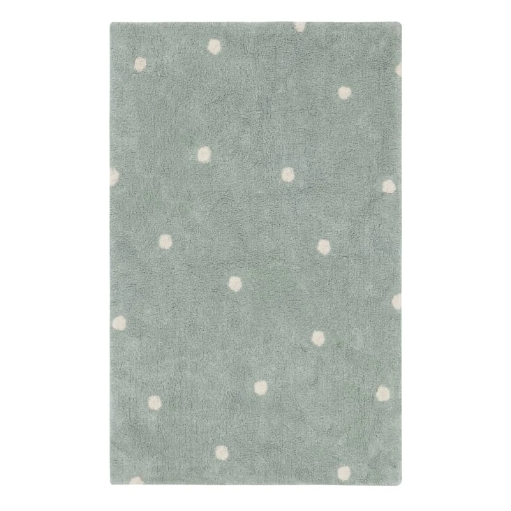 Tapis lavable mini à pois bleu sauge