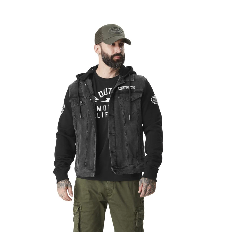 Veste en Jean Bi-matière effet Délavé, Usé Mi saison Noire DUTCH | Homme - Vondutch | Von Dutch