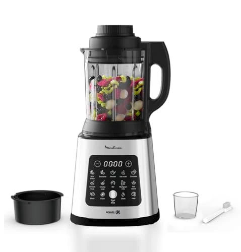 Moulinex Blender chauffant, 1400 W, 10 programmes automatiques, Lames amovibles, Fonction nettoyage en profondeur, Panier vapeur, Perfectmix Cook LM83SD10, Métal