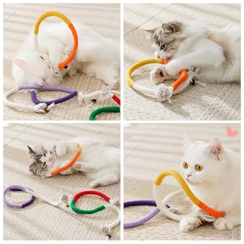 Jouet Chat, Jouet de Dentition Chaton, 70Cm Jouet Chat Corde, Jouet a Macher Chat, Jouet pour Chat Interactif, ﻿Jouets de Soins Dentaires pour Chats, pour Interagir Et Nettoyer Les Dents