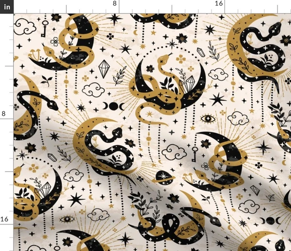 magical snakes & moons Fabric | Spoonflower