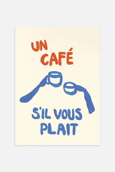 Un Café Poster - Bleu/beige - Postery - Home All | H&M FR