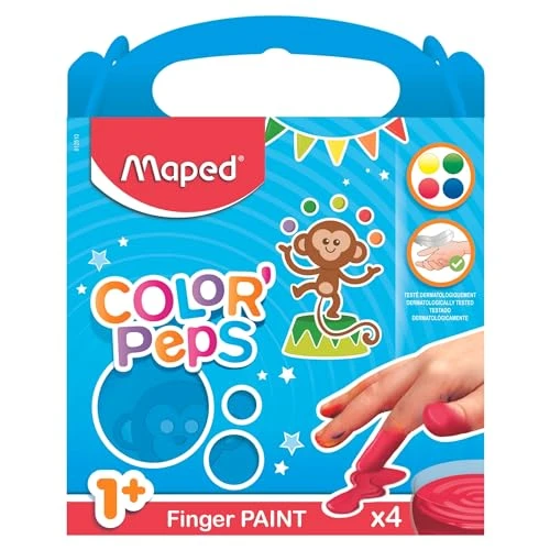 MAPED ma première peinture à doigts COLOR'PEPS, étui de 4 pots