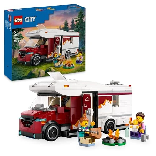 LEGO City Le Camping-Car d’Aventures - Jeu de Construction pour garçons et Filles dès 6 Ans - Inclut Un bébé, des Accessoires et Une Guitare - Idée de Cadeau d'anniversaire pour aventuriers 60454